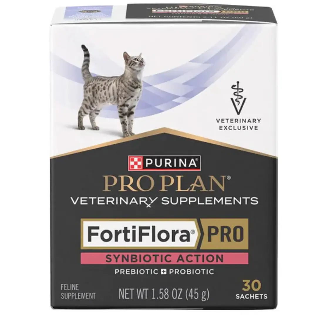 Purina Pro Plan Veterinary Supplements FortiFlora PRO Synbiotic & Probiotic Action Powder Supplement for Cats, 1 Box (30 Sachets), Probiotics