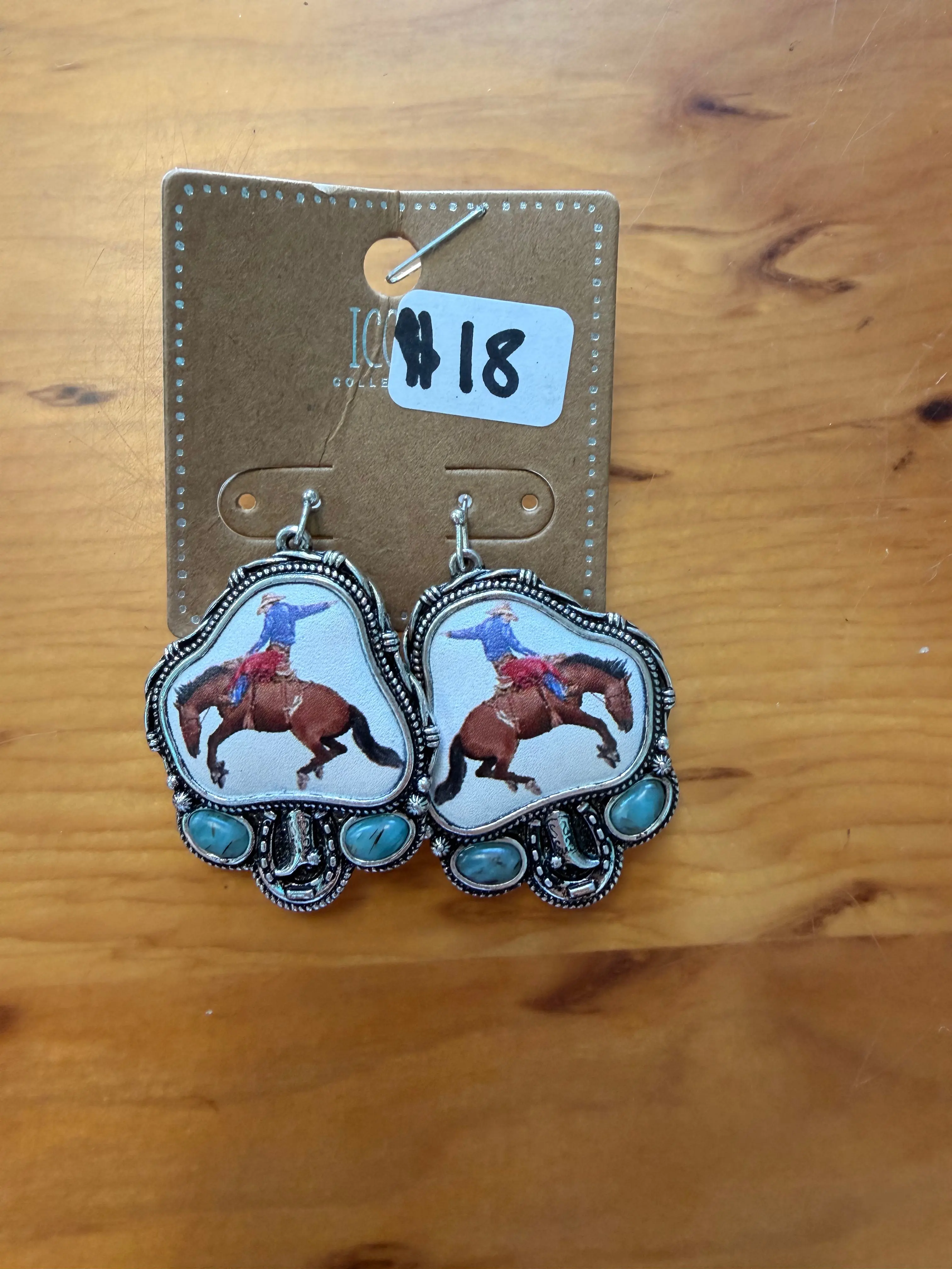 Bucking horse earrings