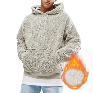 Mens Fuzzy Sherpa Pullover Hoodie Sweatshirts Long Sleeve Sport Front Pocket Military Fall Outwear Winter Hooded ZD0281 Menswear Sweaters Casual Stylish Small Sporty