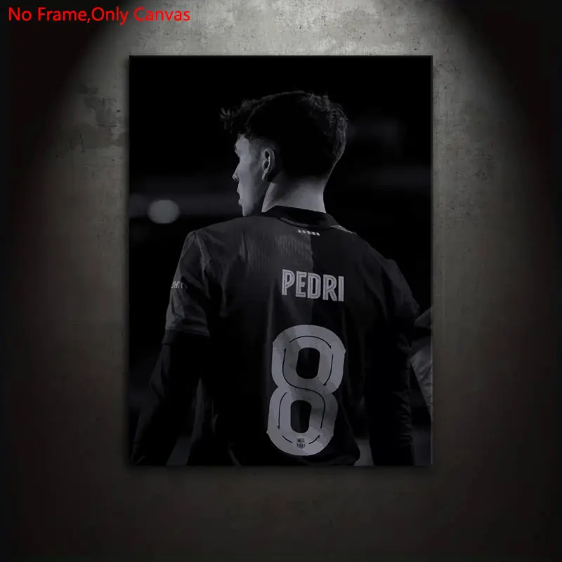 1 piece/set frameless canvas painting print poster, minimalist black and white style art, Pedri, a perfect gift for football culture enthusiasts, ideal gift for bedroom, living room, dorm hallway, kitchen, mural, wall decoration, room decoration