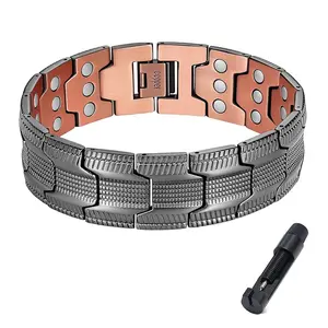 Men's Magnetic Bracelets - Retro Adjustable Clasp Design for Circulation & Fatigue Relief