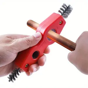 1pc Copper Pipe Cleaner & Reamer, Dual-Size Brushes, Anti-Slip Grip - Easy Soldering Prep for Commercial Plumbing Tasks, Ideal for Professionals, Hand Tools