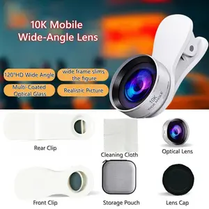 Phone Camera Lens, Fisheye Lens, 10k HD 120° Wide Angle Lens, Selfie Enhancer, Live Streaming High Definition Distortion-Free Lens for iPhone & Samsung Galaxy and Most Smartphones, Compatible with SmallRig iPhone Samsung Smartphone Cage Case