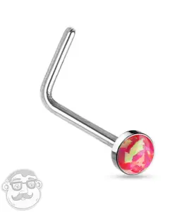 20G Red Opal L Bend Nose Ring