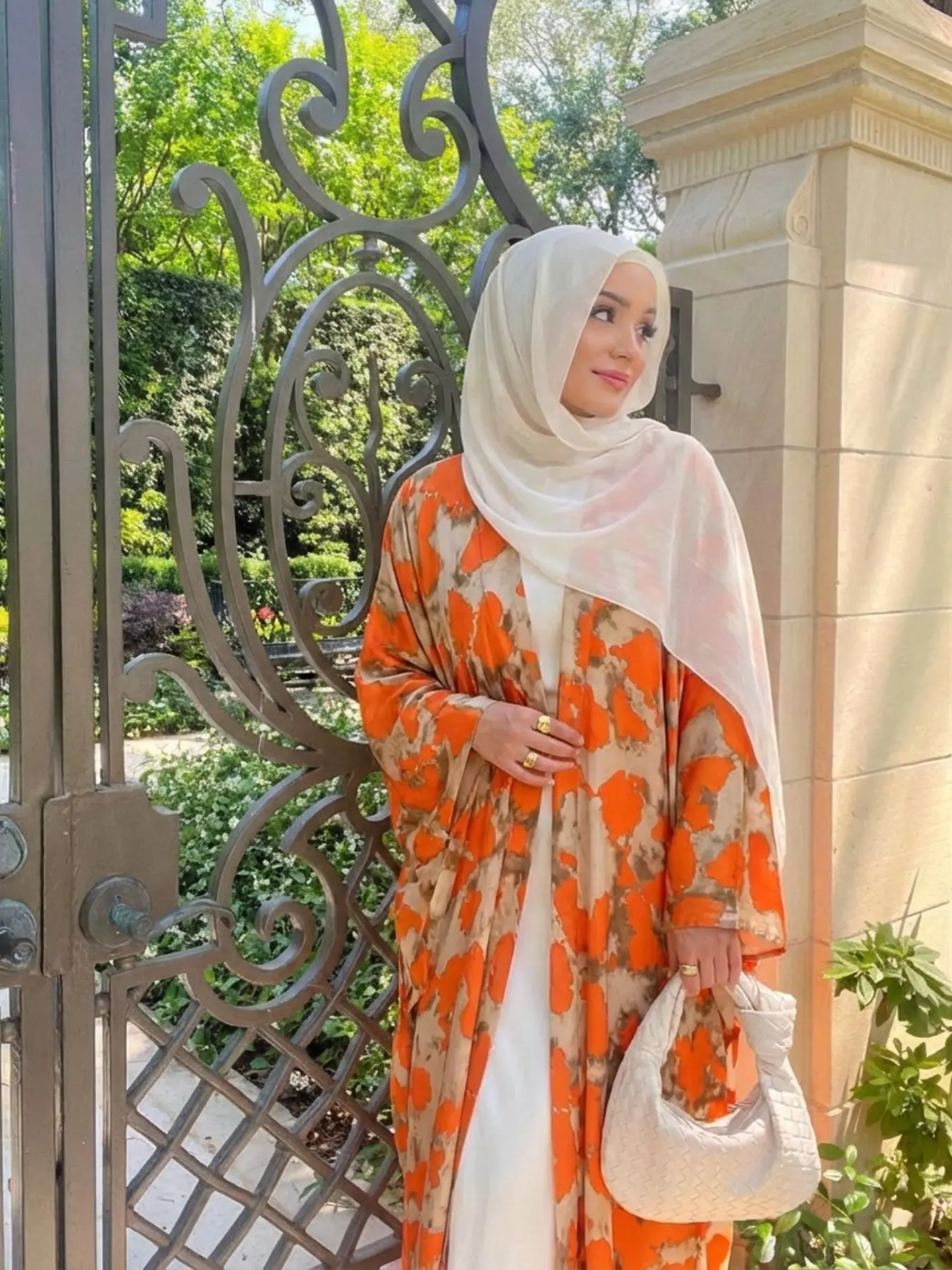 Loose Fit Breathable Fabric Plant Print Robe for Summer, Casual Comfortable Evening Wear