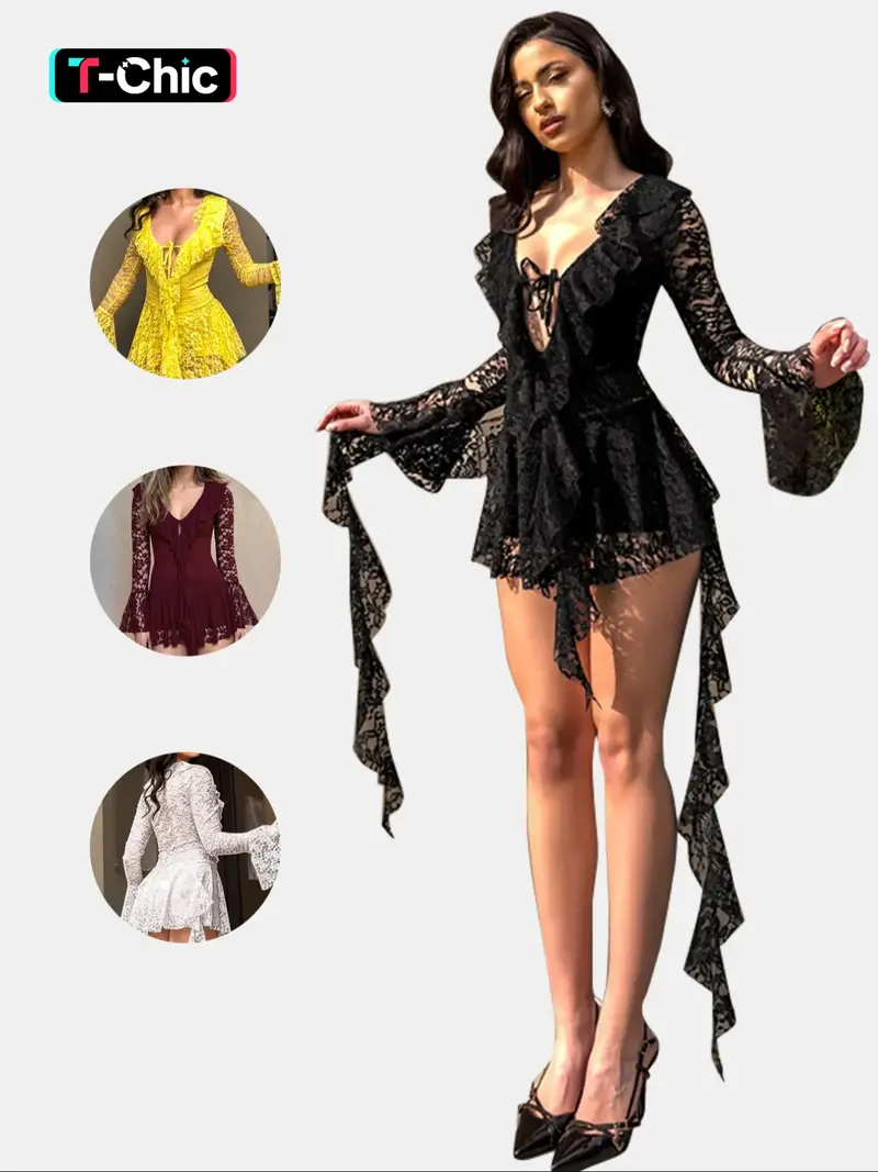 charvi long sleeve mini dress black - TikTok Shop