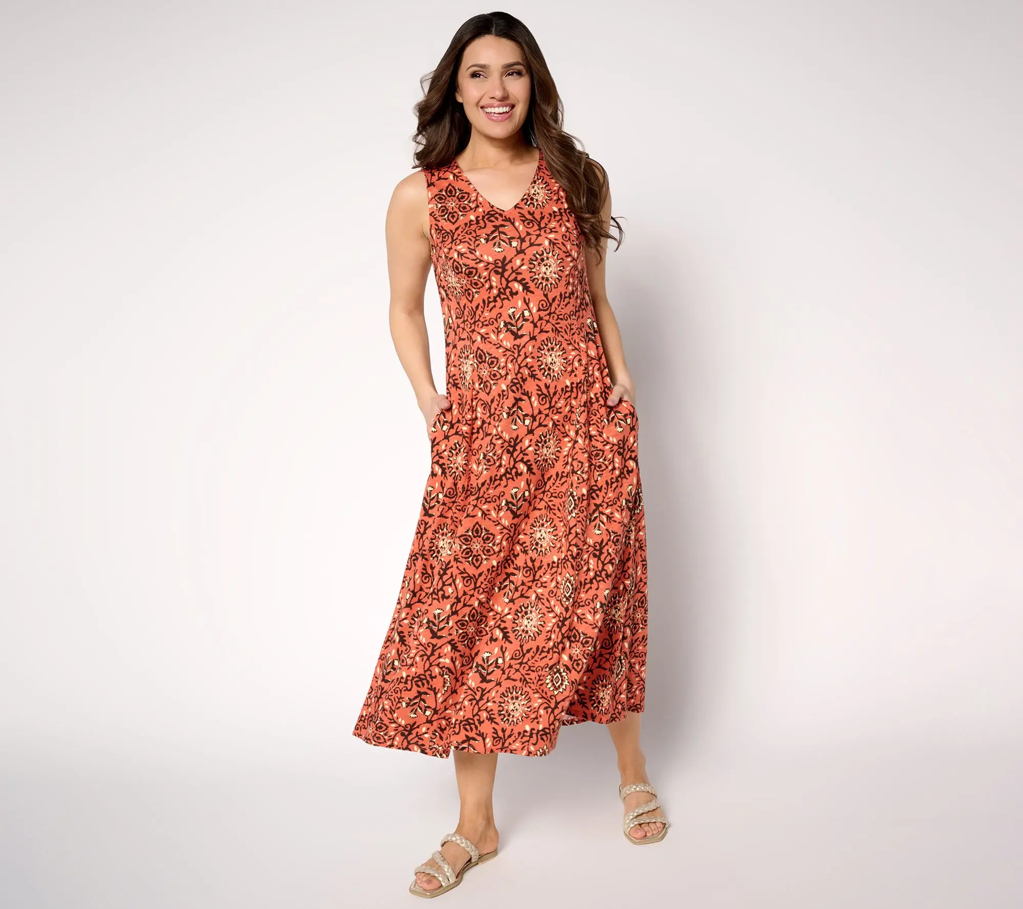 Denim & Co. Canyon Retreat Regular Slub Jersey Midi Dress
