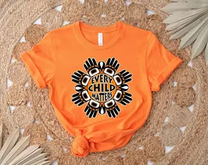 BLACKLYLY Orange Day Shirt Every Child Matters 2024 T-Shirt Awareness for Indigenous Orange Day Gift Hands Indigenous Education Kindness and Equality September T-Shirt - Unisex Cotton Tee Shirt Top