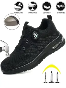 Men's Steel Toe Work Shoes, Breathable Lightweight Anti-smash & Anti-puncture, Fashionable Lace Up Non-slip Comfortable Shoes for Daily Wear Work Protective Shoes Steel Toe Footwear