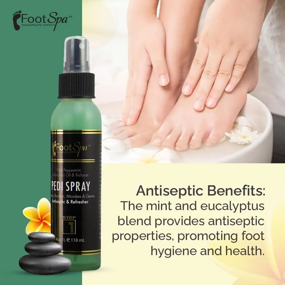 Pedi Spray Antiseptic, Mint & Eucalyptus - Refreshing Foot Care - 4 Ounces