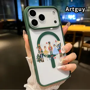 Compatible with iPhone 17 Pro Max 16 Plus 15 14 13 12 11 XR Air E Case Nutcracker Ballet Scene Magnetic Transparent Acrylic Back TPU Edges support wireless charging Phone Cover for Boy
