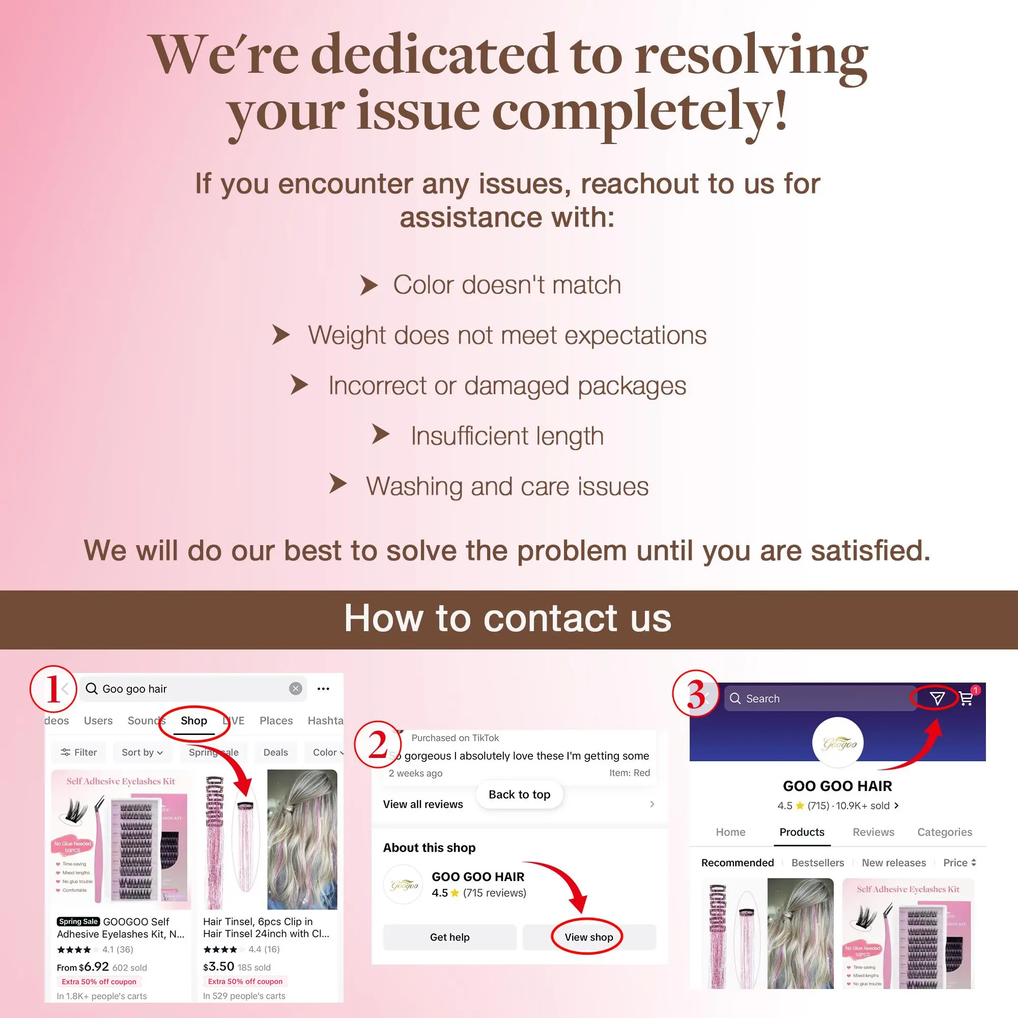 Please contact customer service for any issues.