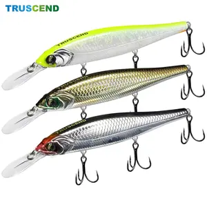 TRUSCEND Suspending Minnow Lures Set, Hard Jerkbaits Swimbait with Treble Hooks, Fishing Equipment for Bass, Trout, Freshwater & Saltwater Fishing (Suspension Design),summervibes