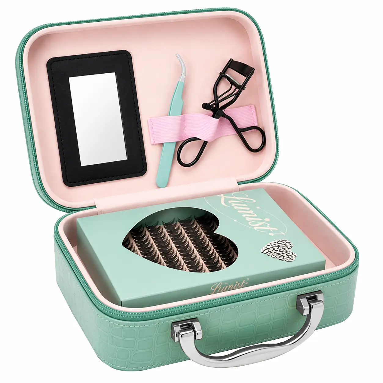 Natural Mixed Length No Glue DIY Cluster Lashes Kit, Self-Graft Curling False Eyelashes with Storage Box Eyelash Curler Full Accessories Women Daily Eye Makeup