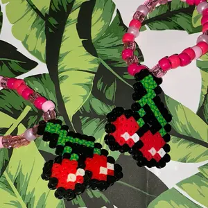Red Cherry Rave Kandi Perler Bracelet - Perfect For Raves, Festivals And Gifts