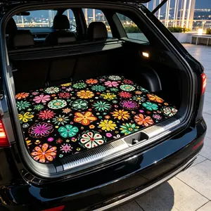 Vintage Aesthetic Floral Car Trunk Mat, Waterproof Anti-Slip Cargo Liner, 29.53x39.37 in Universal Fit Interior Decor Accessory for Most Car Models