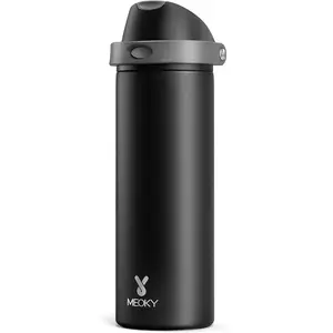 24 oz Insulated Sports Water Bottle, Stainless Steel Water Bottle with 2-in-1 Straw and Spout Lid, Leak Proof, Keeps Cold for 24 Hours, Fits in Car Cup Holder, BPA-Free for Travel Gym Night