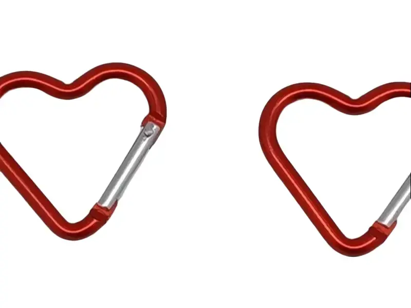 2pc Red Heart Shaped Carabiner with Snap Clip Hook Keychain 1 5/8 x 1 3/4 x 1/8 heart keychain woman key