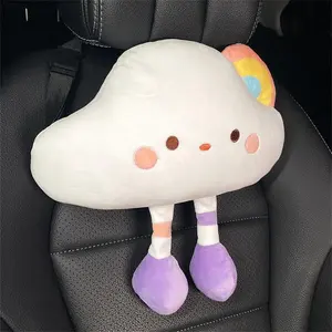 Cute Cartoon Cloud Design Car Neck Pillow, Soft Car Headrest Pillow, Car Interior Lumbar Support Pillow, Decorative Supplies for Women & Girls Gift