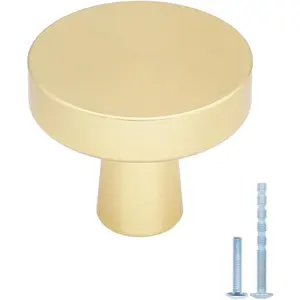 10 Pack Gold Drawer Knobs Kitchen Cabinet Knobs, Brushed Brass Dresser Knobs Brushed Gold Knobs for Cabinets, Metal Gold Drawer Pulls Cabinet Hardware