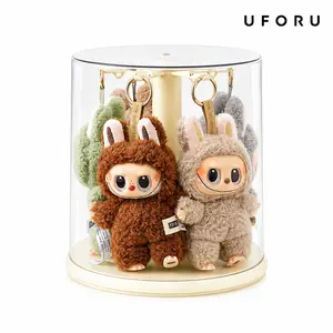 UFORU Clear Dustproof Rotating Display Box,for Keychain,Watch,Jewelry,Home Organizer,Living Room,Bedroom,Study Room,No Battery,Multifunctional Storage Solution,blind  box display Fitting