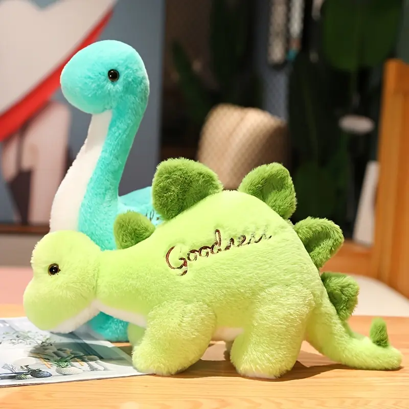 28cm/11.02in Unisex Dinosaur Plush Toy Set - Tyrannosaurus Rex, Triceratops, Stegosaurus, Long-Necked Dinosaur - Soft Stuffed Animal - Children's Perfect Birthday Gift