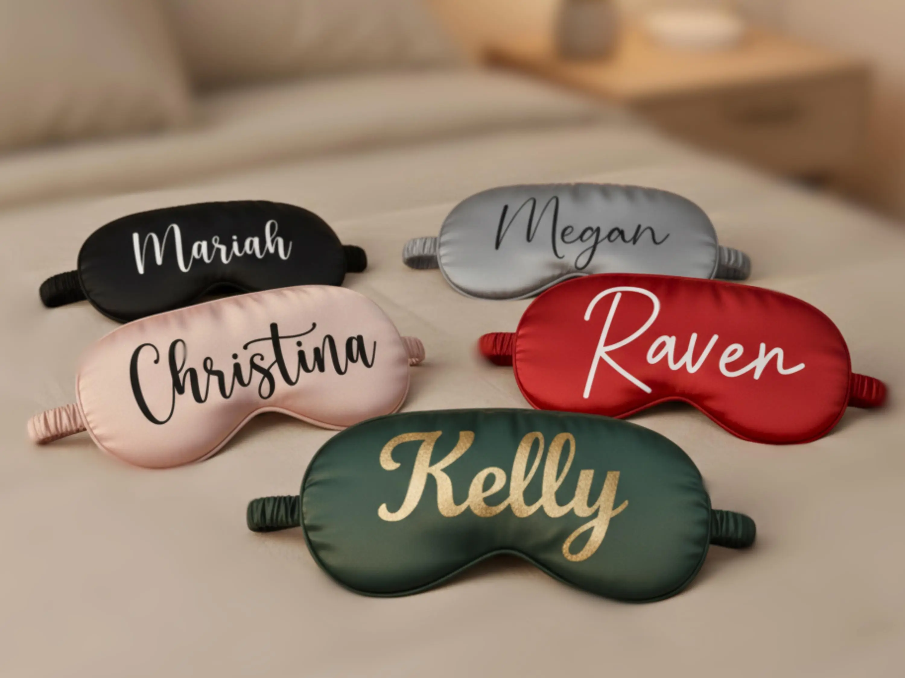 Personalized Sleep Mask Gift Set Name Satin Eye Mask Bridesmaid Proposal Gift Bridal Party Favor Bachelorette Party Self Care Spa Kit
