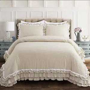 Lush Decor Ella Ruffle Lace 2 Or 3 Piece Comforter Set - Soft Luxury Quilt & Matching Pillow Shams - TWIN-XL, Full/Queen & King Sizes