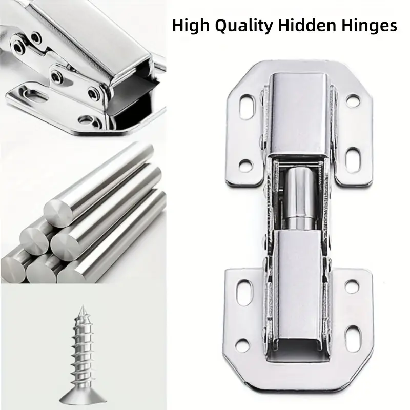 12 Piece Set 90 Degree Hidden Cabinet Hinges, Surface Mount No Drilling, Frameless Door Special, Includes Installation Screws, Kitchen Closet Use