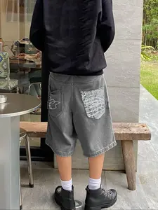 New Fashion Floral Embroidered Denim Shorts, Loose-Fitting Casual Jean Shorts for All Seasons, Trendy Women's Summer Bottoms