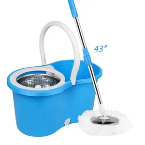 Lazy Large Rotating Mop with 2 Cotton Heads, Single Pack, 360 ° Rotating Twisting Water Quick Drying Mop Suitable for Multiple Scenarios