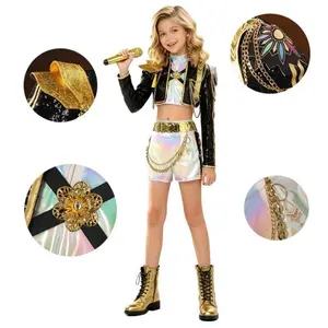 Girls’ Halloween Role-Playing Party Black and Gold Set, Suitable for All Seasons