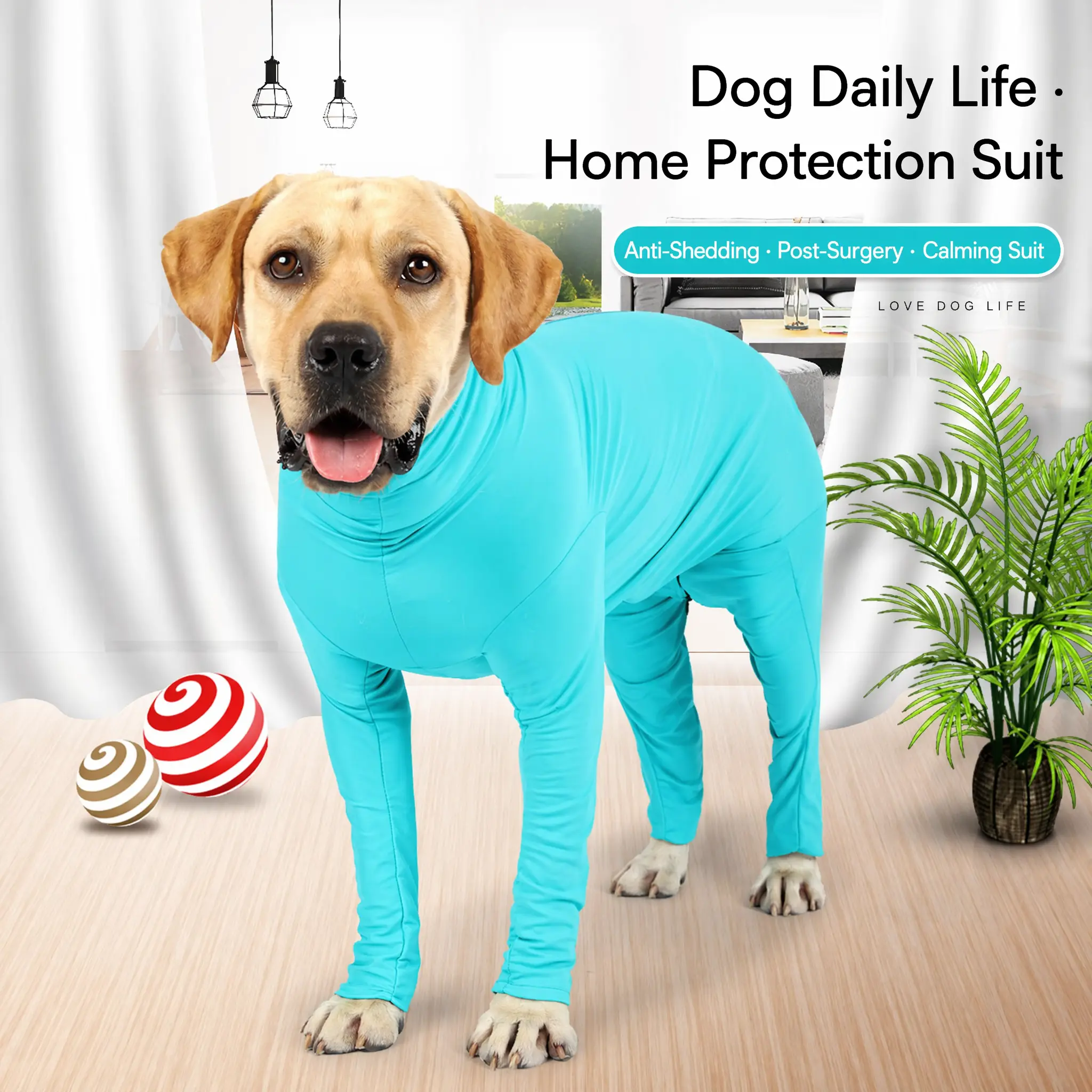 Dog Recovery Suit, Full Coverage Anti Shedding Dog Onesie Jumpsuit, Anxiety Calming Post Surgery Protective Pajamas for All Breeds Dogs