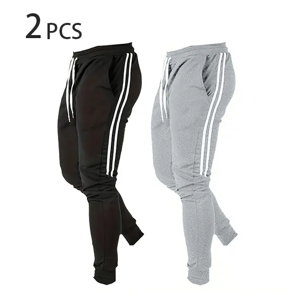 Men's Casual Striped Versatile Everyday Jogger Pants Polyester Fiber Machine Washable Menswear Breathable Tapered Sweatpants