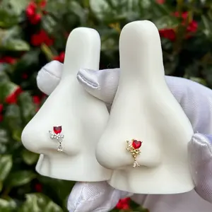 Stainless Steel Heart Nose Ring - 20G, 7mm Long, Shaped Design, Suitable for All Skin Tones