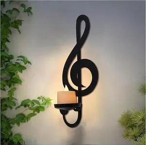 Candle Sconces Wall Musical Note Sconces Decor Wall Mounted Metal Candle Holders with Foldable Tray