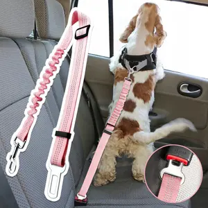Pet Leash for Dogs and Cats, Adjustable Pet Car Seat Belt, Car Pet Harness with Elastic Bungee Buffer Reflective, Dog Accessories