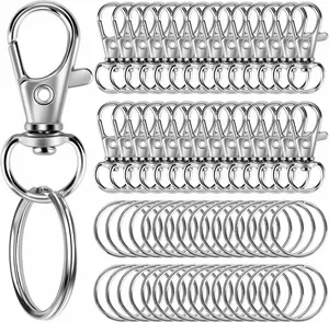 60PCS Keychain Making Kit, Including 30PCS Keychains Clips Hooks and 30PCS Key Chain Rings, Lobster Claw Clasps with Keychains Rings Accessories for Jewelry Making
