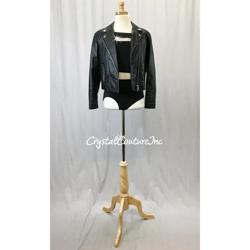 Grease Inspired 3-Piece Biker Jacket, Crop Top & Poodle Skirt - Swarovski Rhinestones