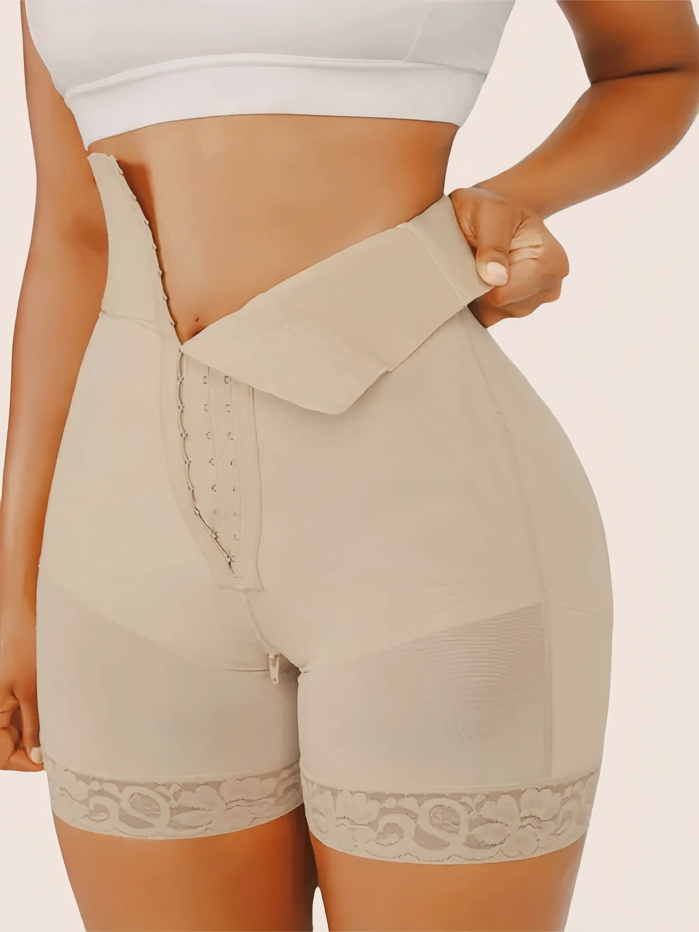 Women's High Waist Shapewear Shorts - Seamless Tummy Control Body Shaper with Booty Lift, Adjustable Closure, and Lace Trim for a Fitted Look compression bodysuits trainer girdle