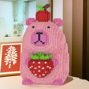 3785 Piece Apple Strawberry Capybara Model Assembly Kit, Fashion PP Block Set, Building Block Sets, Creative Desk Decor for Collectors, Enhances Focus and Hand-Eye Coordination