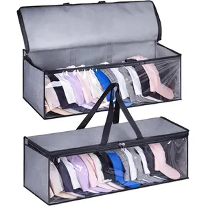2 count Wide Hat Storage for Baseball Caps Organizer with 2 Sturdy Handles Hat Racks Holder Grey Capbox Stackable for  Travel