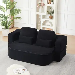 75'' 2-in-1 Foldable Sofa Bed Convertible Sleeper Foam Couch with Multi Functional Blanket Corduroy Floor Folding Sofa Lounge Sofa for Living Room Bedroom Studio Apartment Dorm Guest Room, Living Room Furniture for Apartment, Lounge