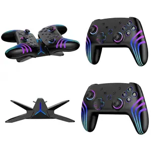 FLIRESY 2 Pack Wireless Switch Controllers with Charging Dock, RGB Switch Controller Compatible with Nintendo Switch 1/2/Lite/OLED, Pro Gamepad with Motion Sensor/Vibration/Turbo/Wakeup Function