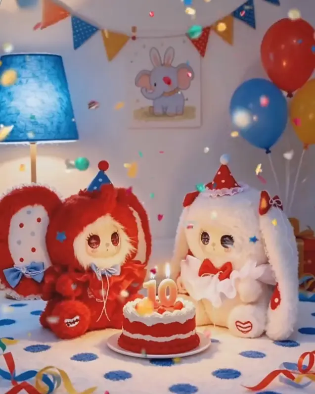 LIILA’ s Twin Gala--LIILA 10th Anniversary Twin Gala Plush Dolls, Cute Bunny LILI & Elephant LOLO Collectible Soft Toy Bag Charm, Limited Edition Gift for Girls Bestie Couple Birthday