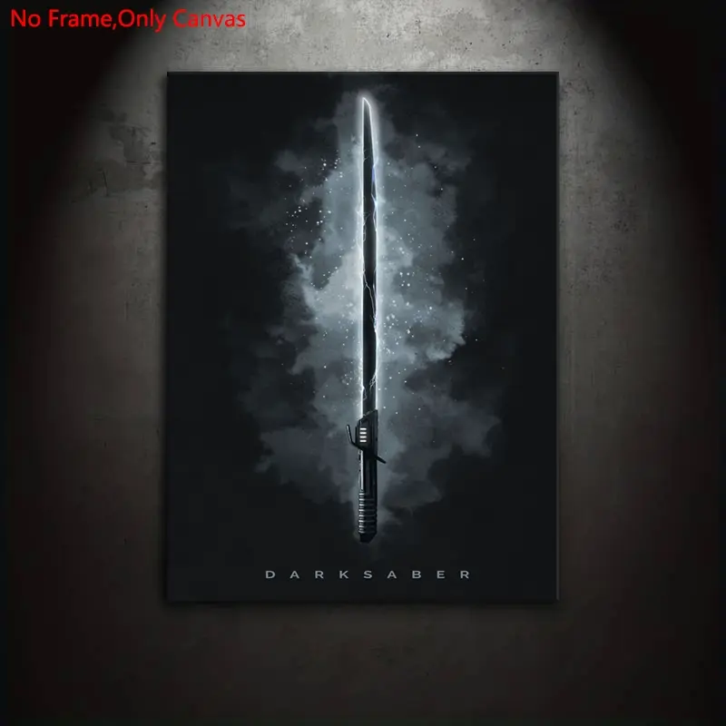 1 Piece/Set Frameless Canvas Painting Print Poster, Artwork, Artwork For Walls, Modern minimalist design, Sci-Fi Pop Art, Darksaber, Gift for Movie Lovers, Gift for Bedroom, Living Room, Mural, Wall Decor