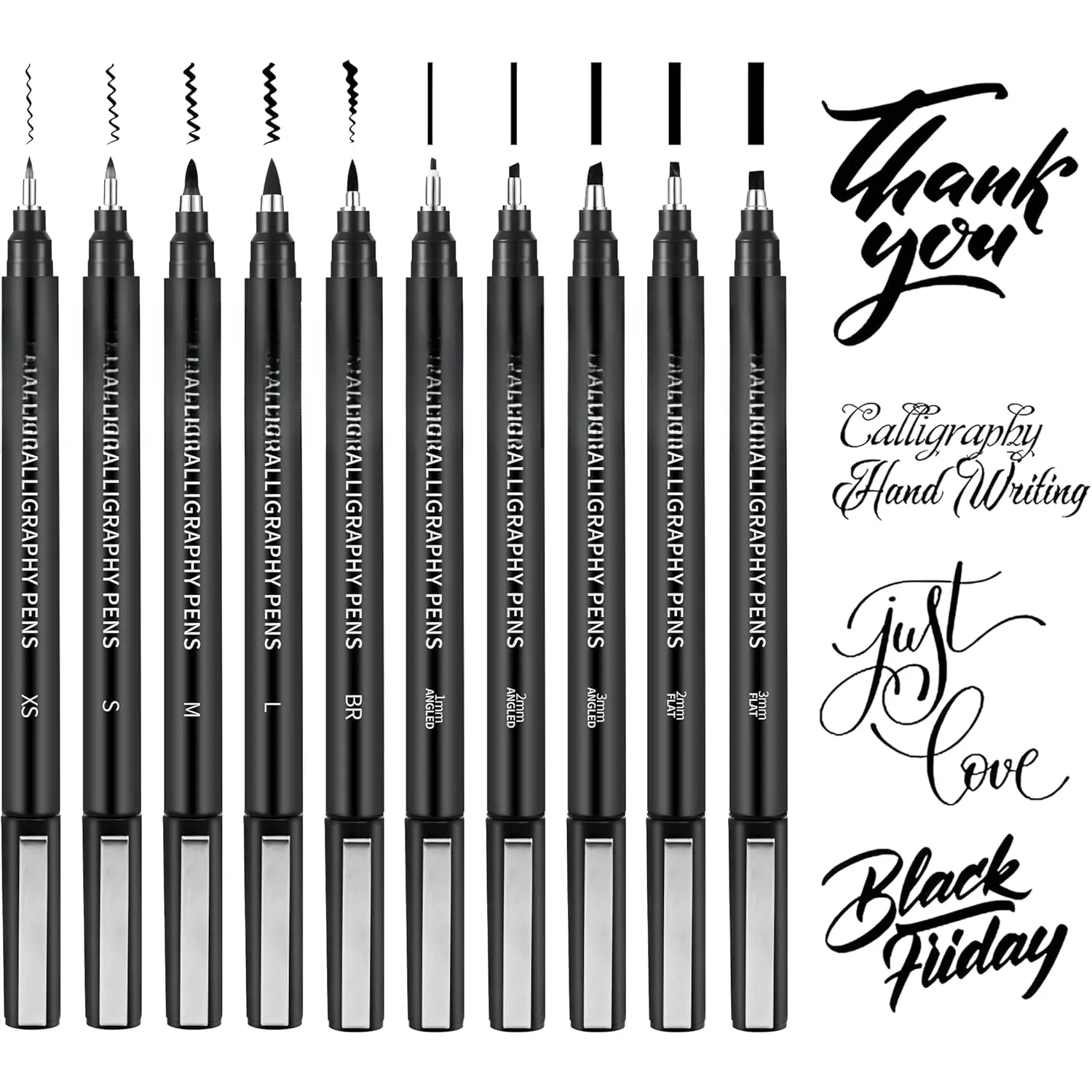10-Size Calligraphy Pen - Brush Pens Calligraphy Set Hand Lettering Pen for Beginners Art Drawing & Greeting Cards - Calligraphy Pens Black Archival Ink Pens Kit for Sketching, Scrapbooking