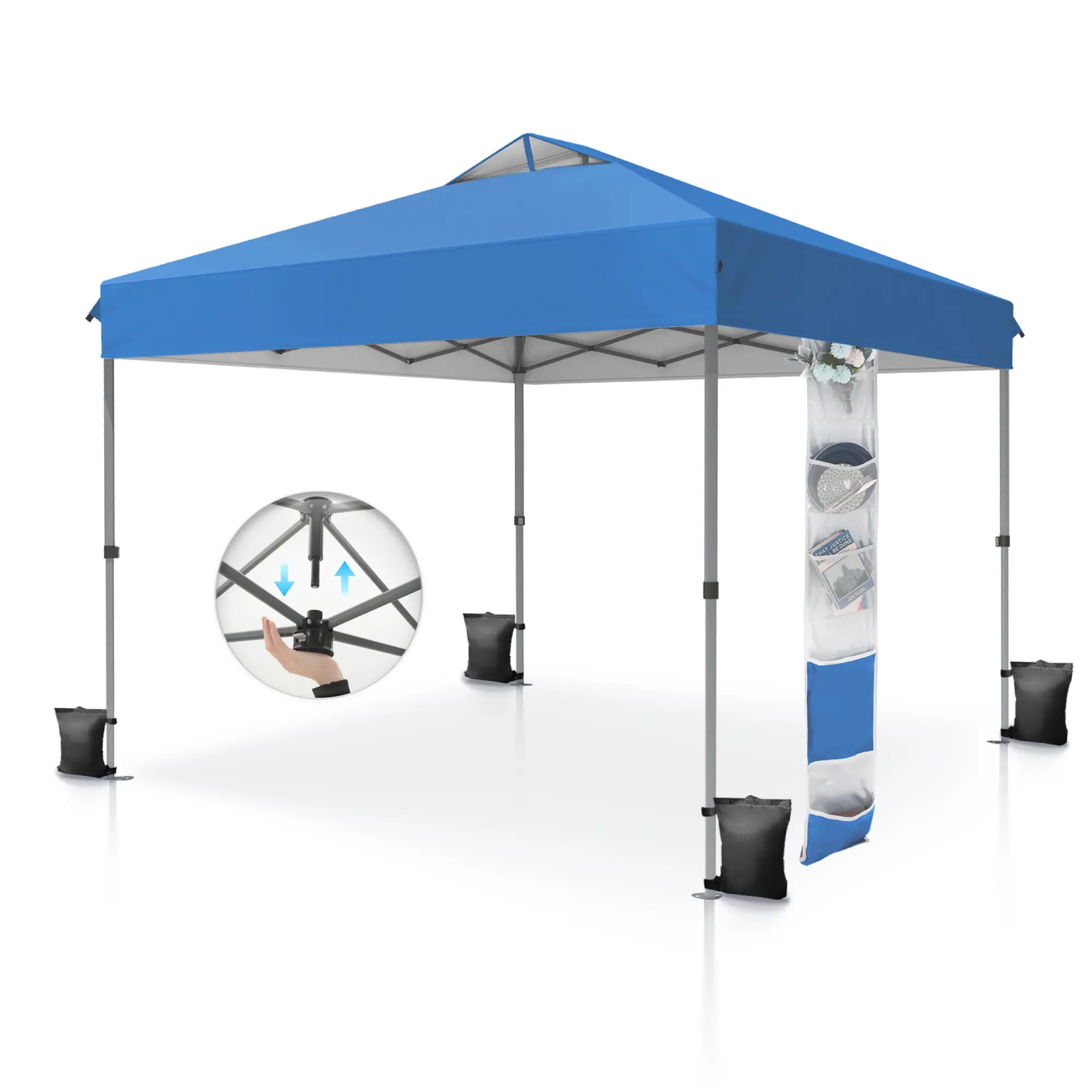 PHIVILLA Pop-Up Canopy 10*10 FT Tents for Parties with Wheeled Bag, Portable Lightweight Folding, 120"L x 120"W x 102"H, Alloy Steel, Water Resistant Design