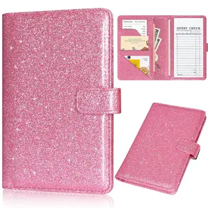 Server Book for Waitress - Leather Waiter Book Server Wallet with Zipper Pocket, Cute Serving Book&Server Note Pads Holder with  Closure, Glitter