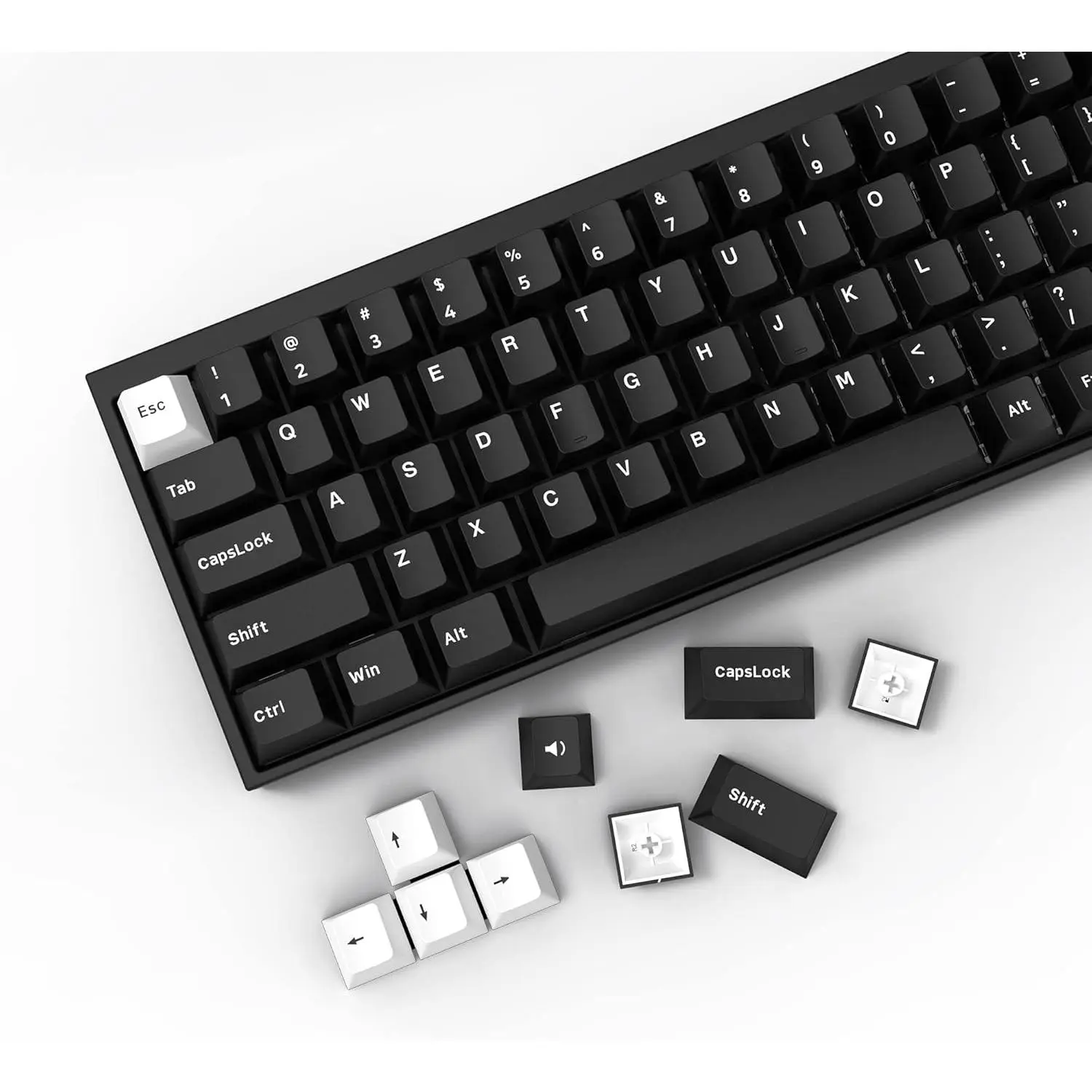 XVX WOB Double Shot PBT Textured Keycap Set, 168 Standard + Extra Keys Minimalist White-on-Black Classic Cherry Profile, Cherry Layouts, Compatible with Gateron MX Switches, for Mechanical Feel Keyboard